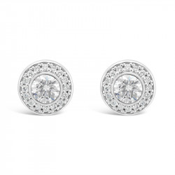 Round Halo Set Diamond Earrings, in 18ct White Gold. Tdw 1.30ct